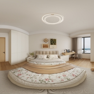 原木风主卧全景