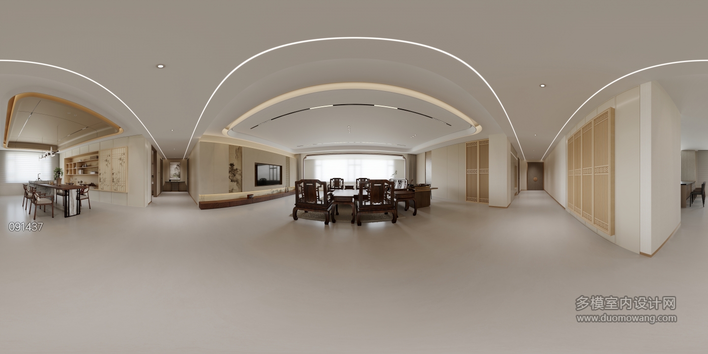 新中式三楼客厅全景