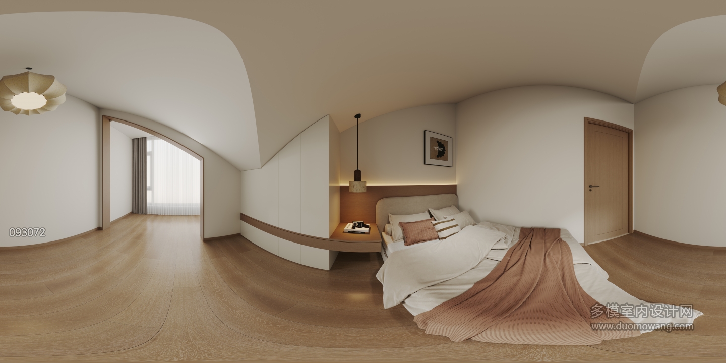 奶油中古三层西卧室全景