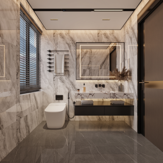 现代负一卫生间特写