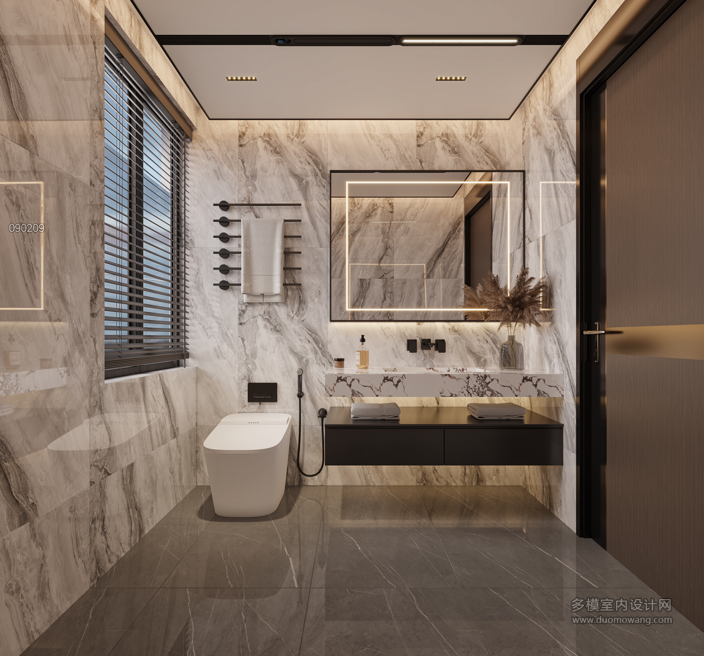 现代负一卫生间特写