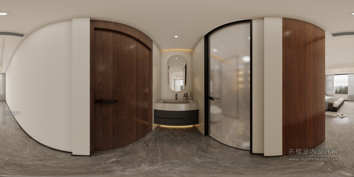 现代四层次卧干区全景