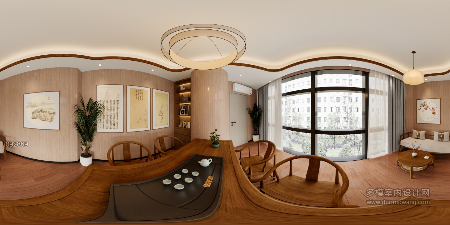 新中式茶室全景