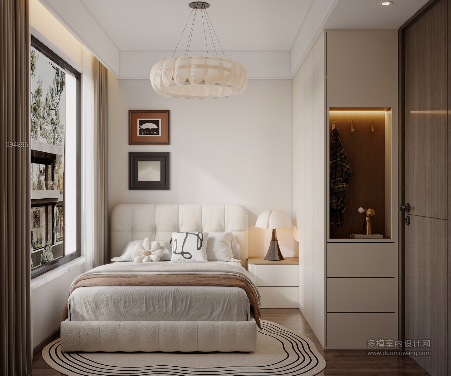 现代中古卧室特写