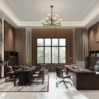 新中式办公室特写