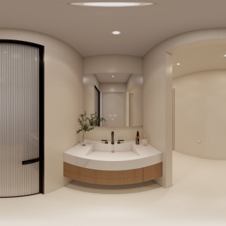 现代原木洗手区