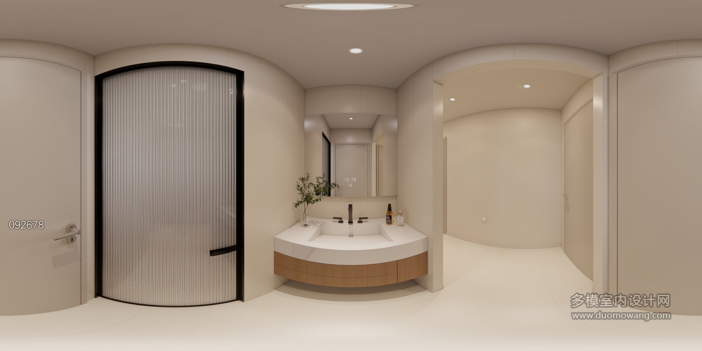 现代原木洗手区