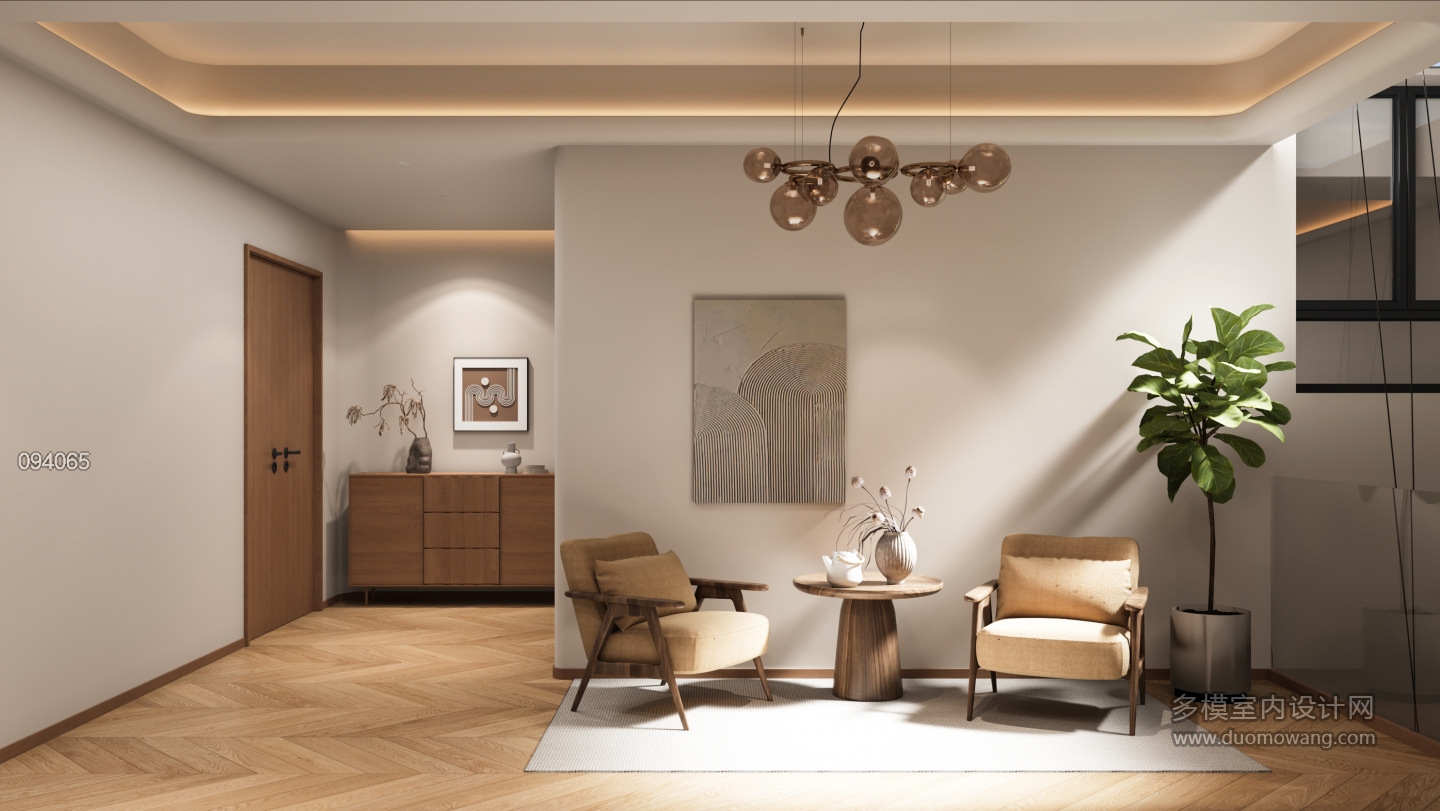 原木二层楼梯间