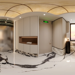 现代电梯间全景