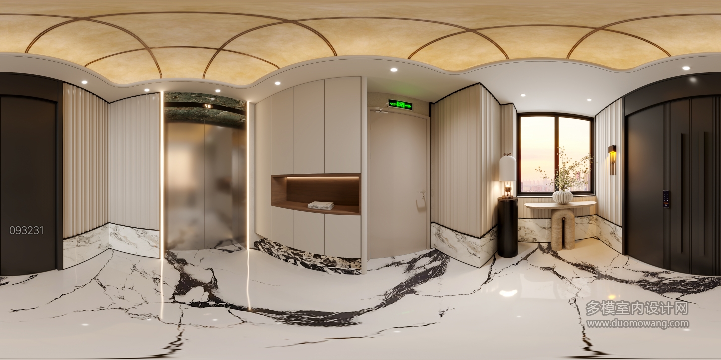 现代电梯间全景