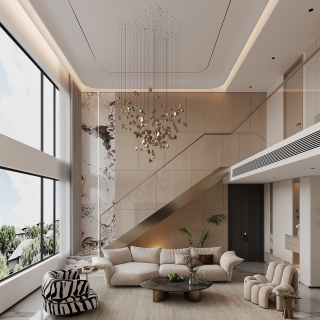 现代一楼客厅单张二