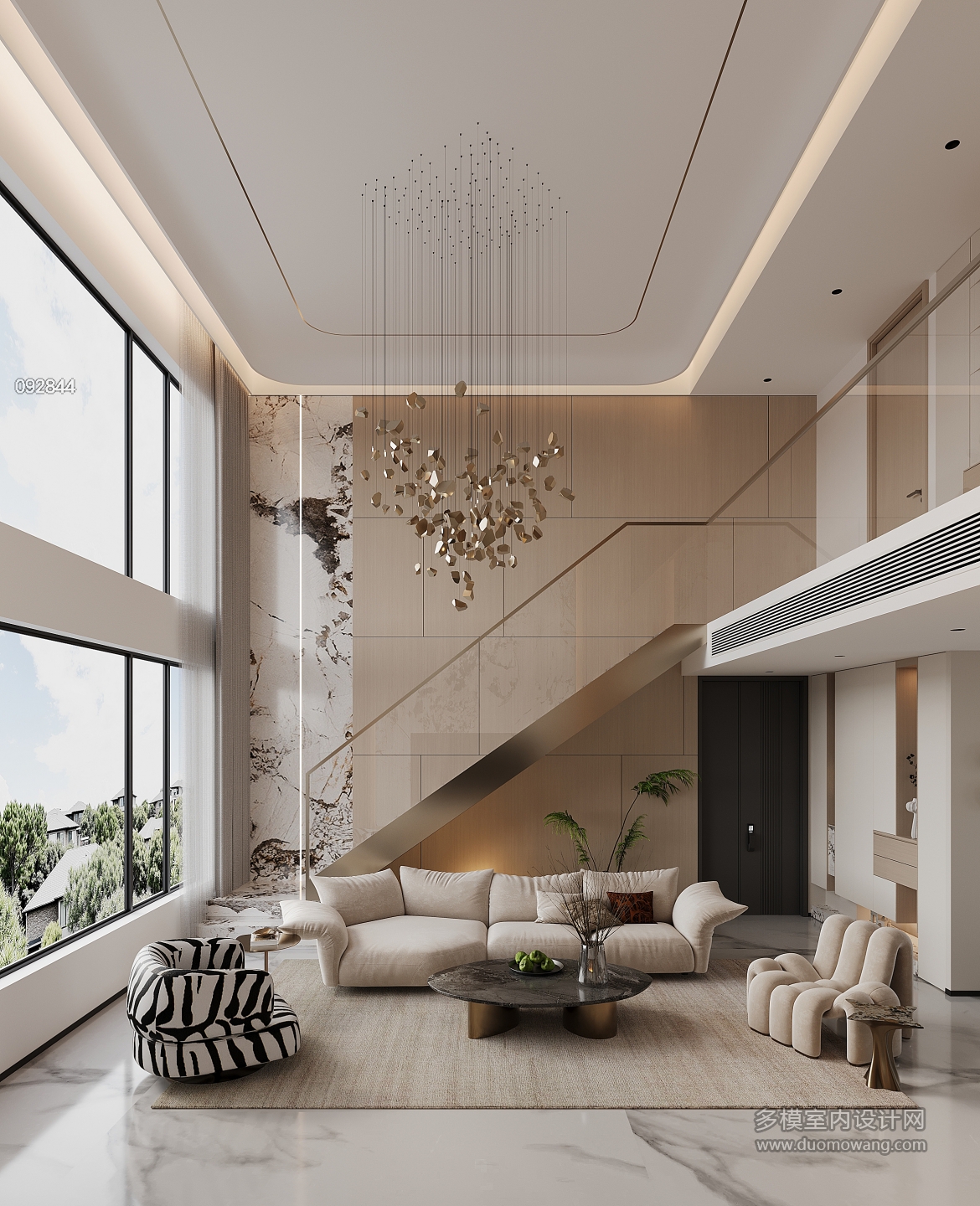 现代一楼客厅单张二