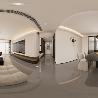 现代极简客餐厅-全景