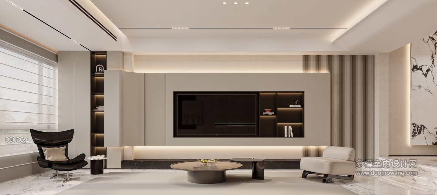 现代一层电视背景特写