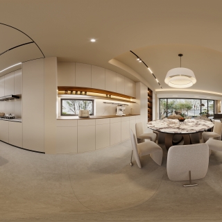 一层宋代中式餐厨全景