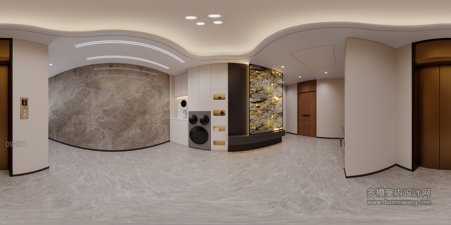 现代五层楼梯间全景