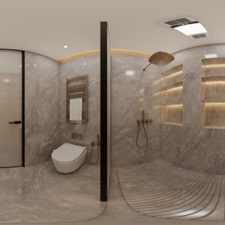 现代四层次卧卫生间全景