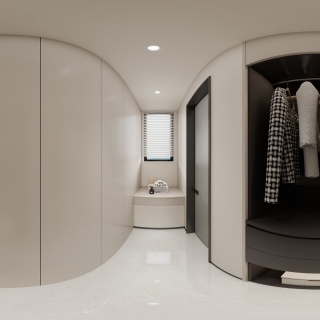 现代主卧衣帽间全景