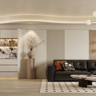 现代奶油沙发背景特写