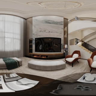 现代-一层客厅全景