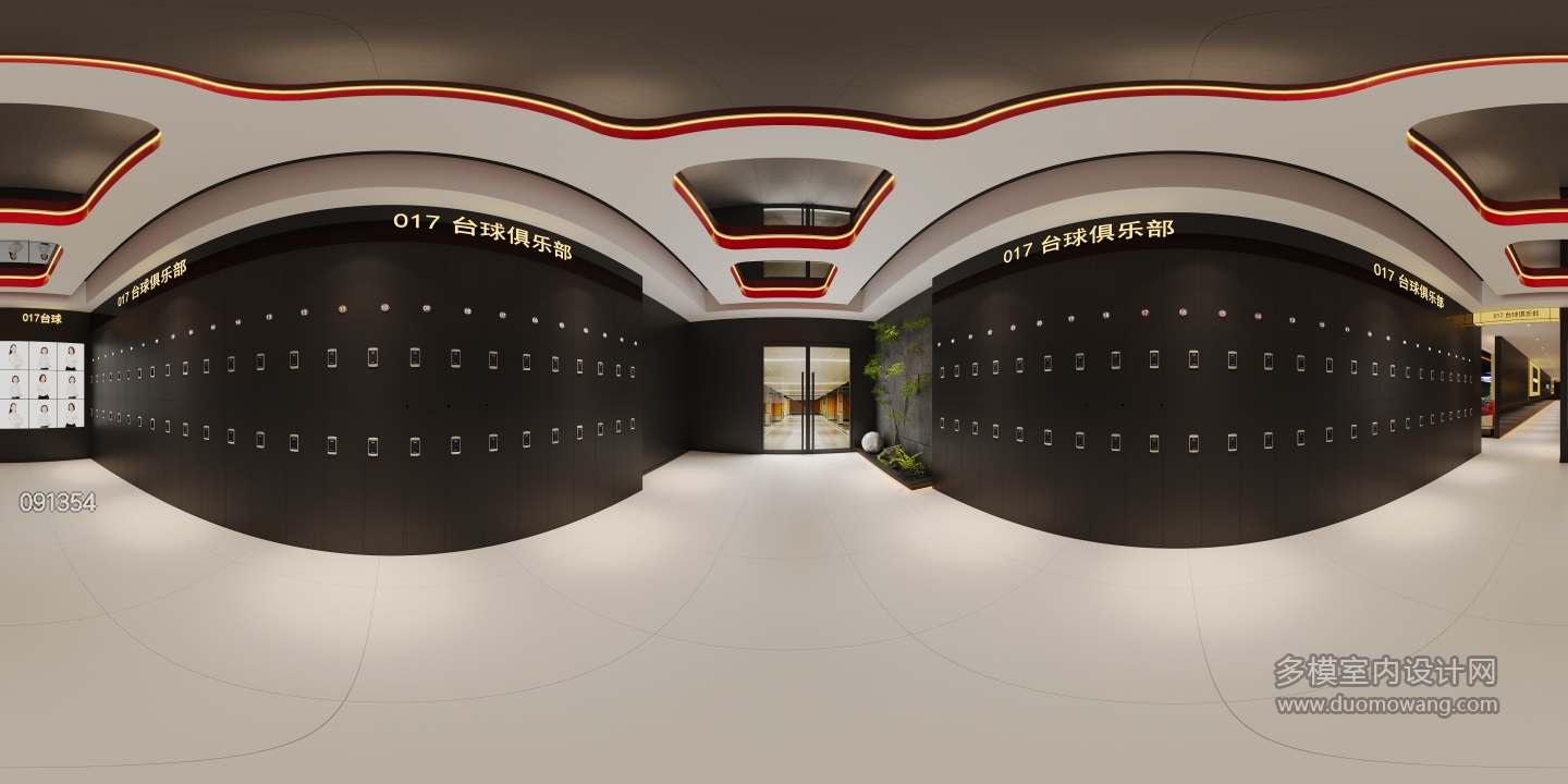 现代台球存放区全景