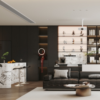 现代-客厅书柜特写