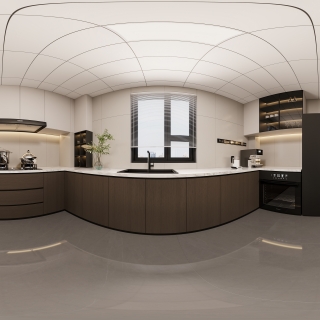 现代极简厨房-全景