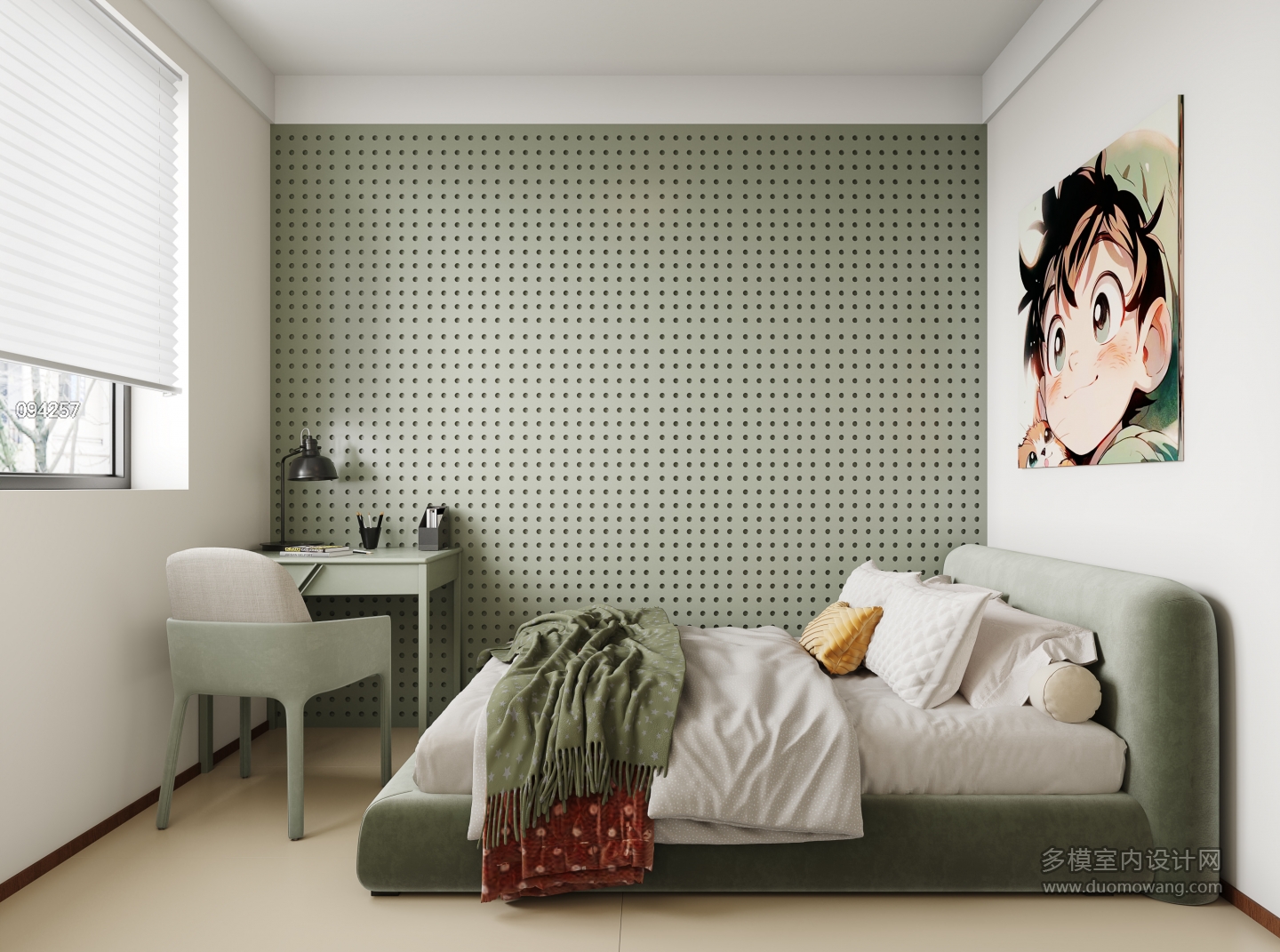 原木奶油男孩房静态