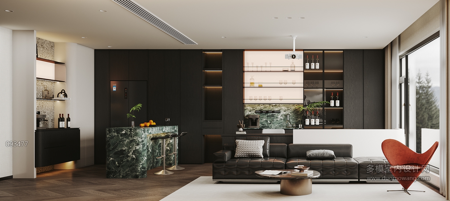 现代-客厅书柜特写2