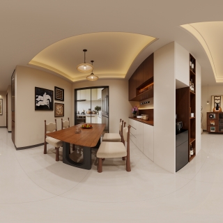 现代中古餐厅全景