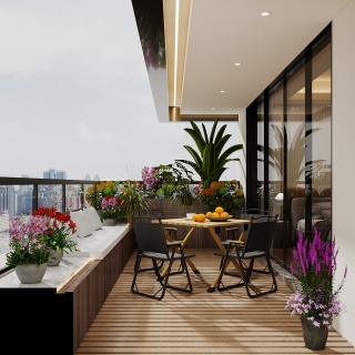 现代四层阳台特写