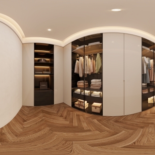 现代二层女孩房衣帽间全景