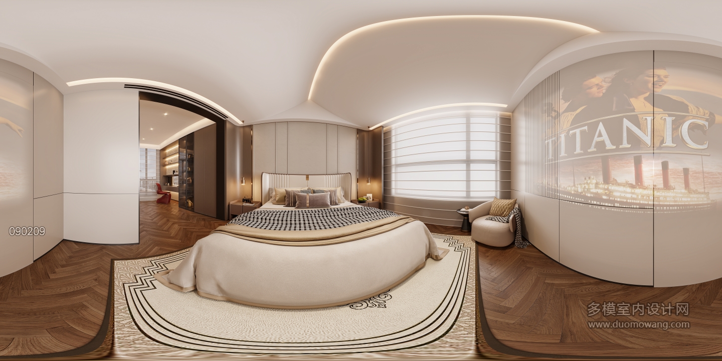 现代三层卧室全景