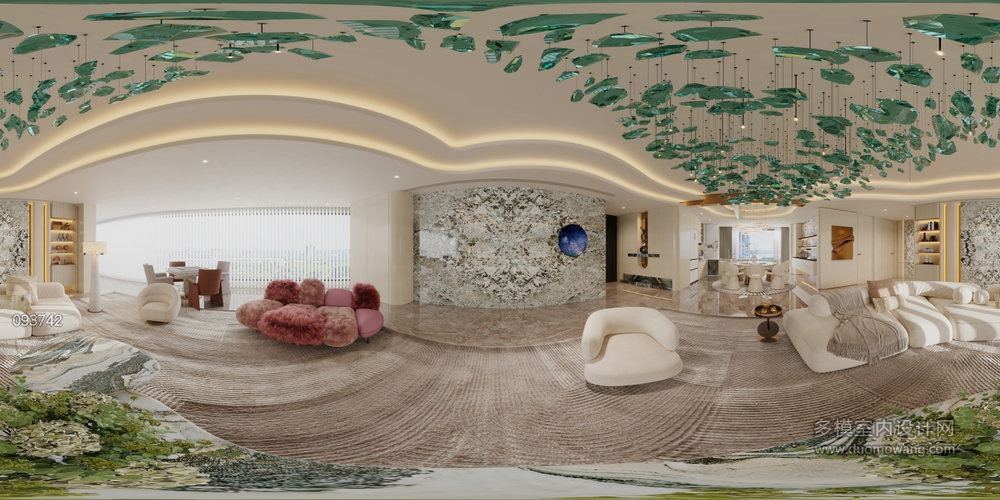 现代轻奢客厅360