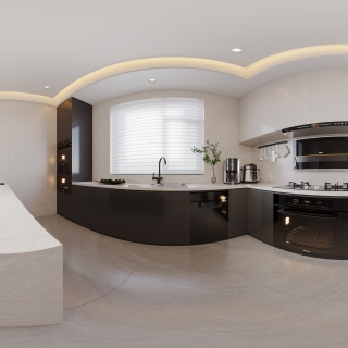 现代一层厨房全景