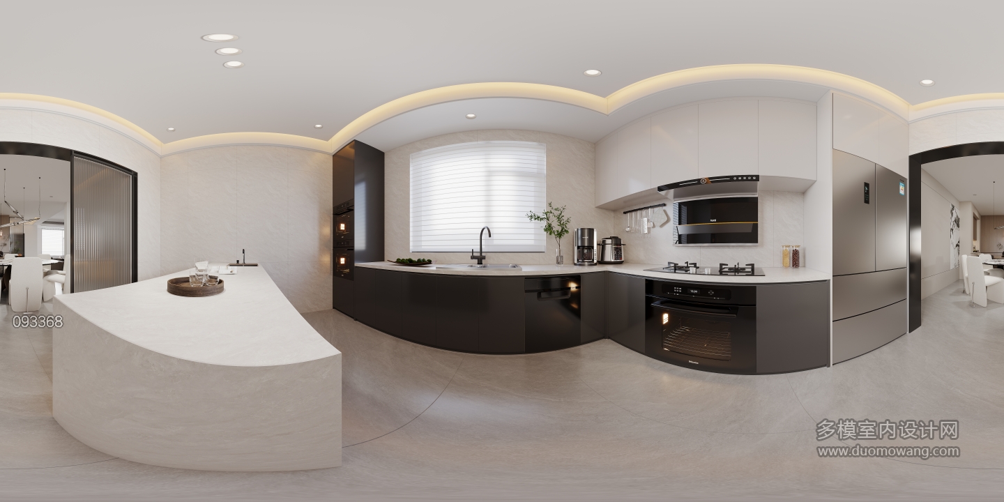 现代一层厨房全景