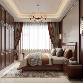 新中式一楼卧室一