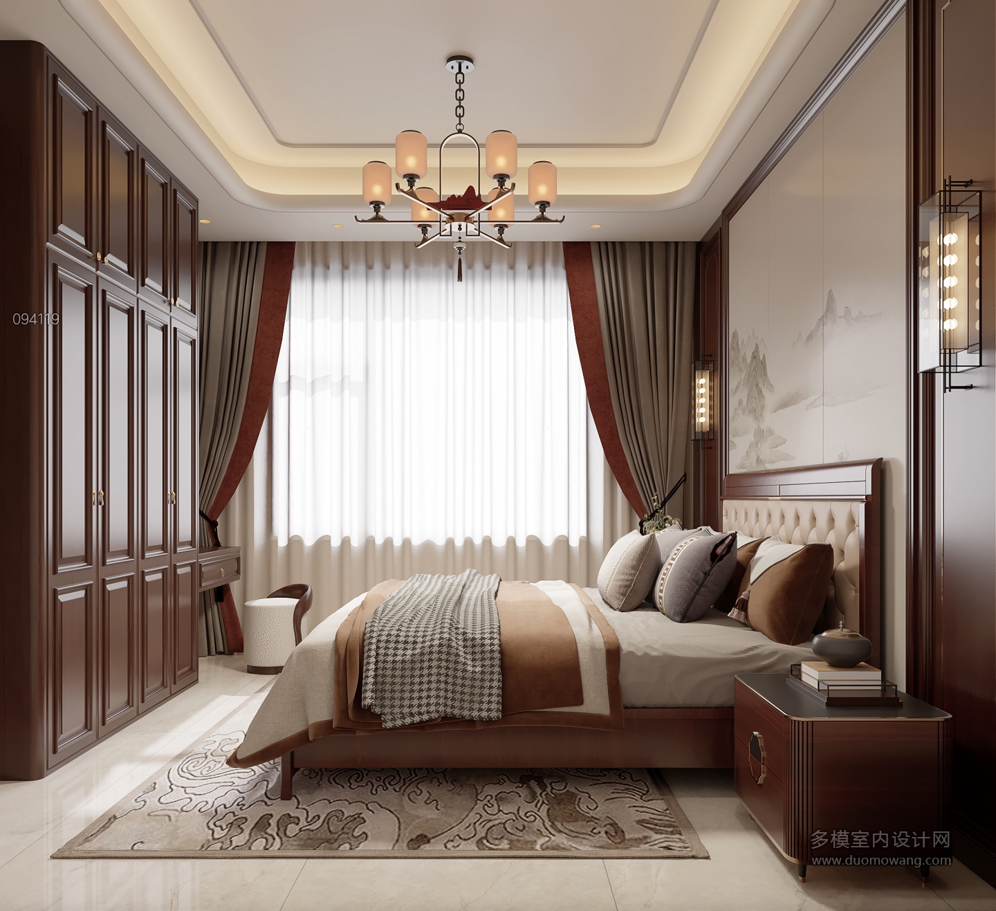 新中式一楼卧室一