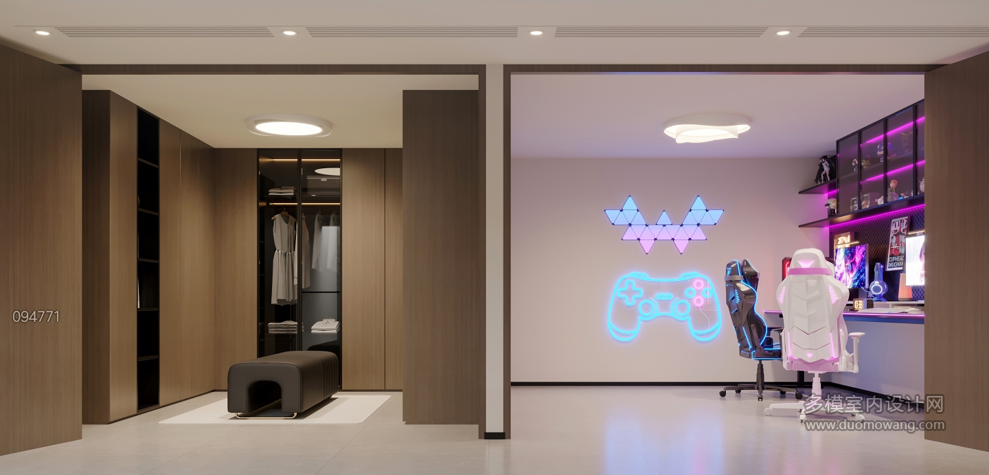 意式负一衣帽间电竞房