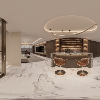 现代负一吧台全景