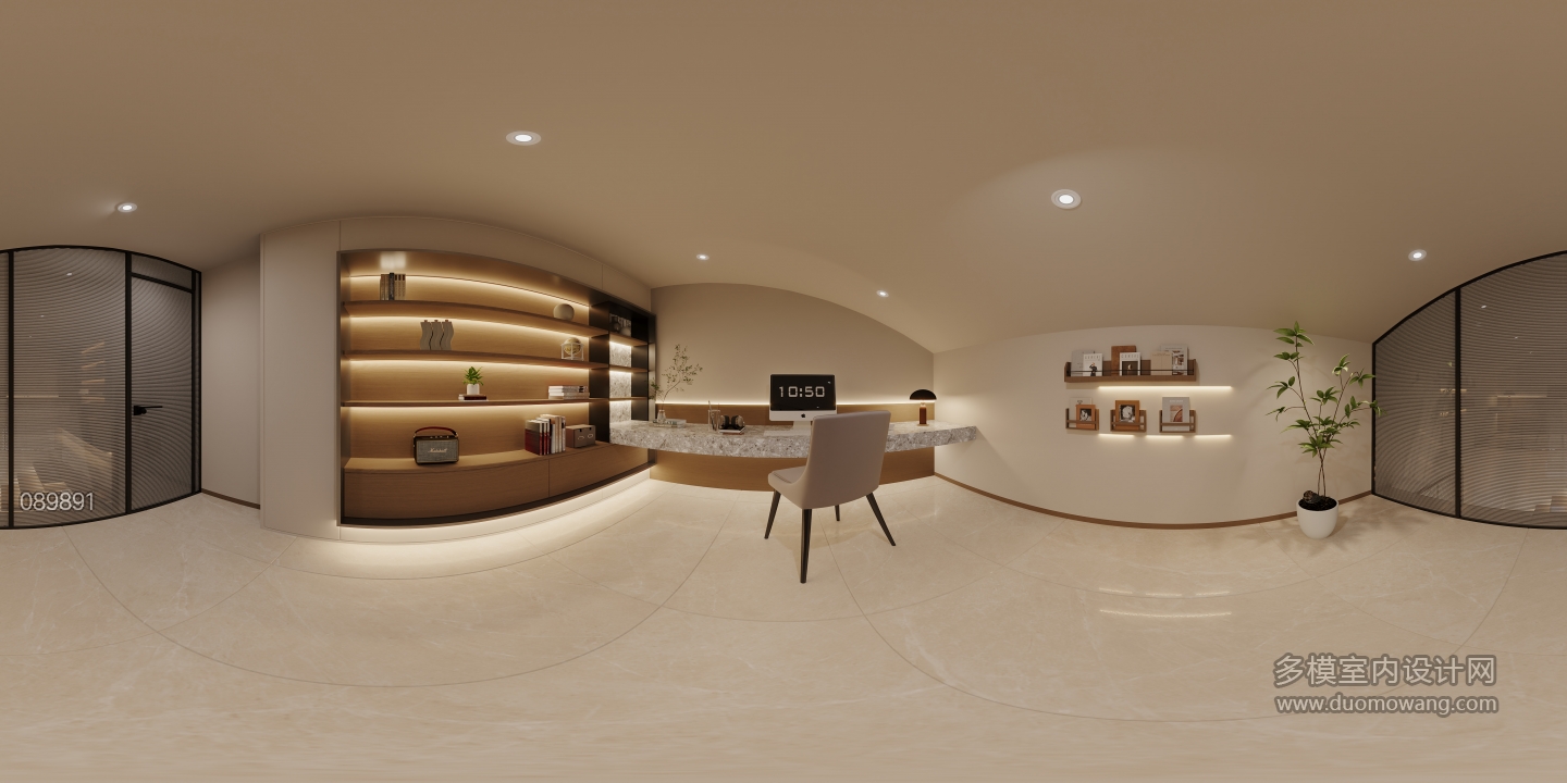 宋式二楼阁楼书房全景