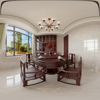 中式一层餐厅全景