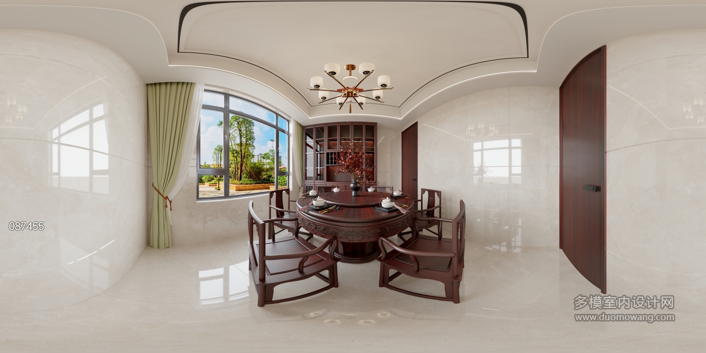 中式一层餐厅全景