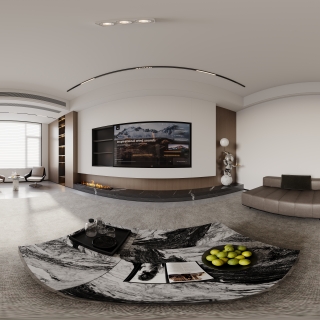 现代一层客厅全景