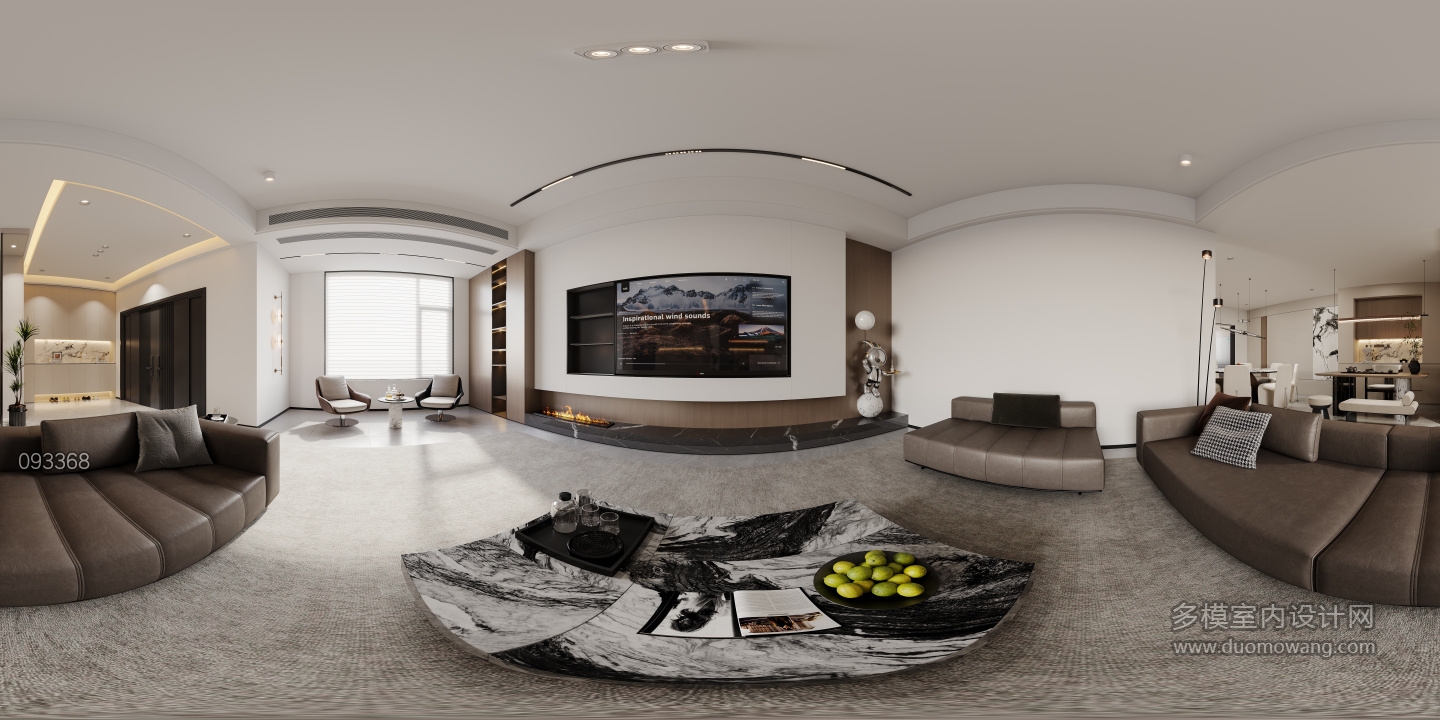 现代一层客厅全景