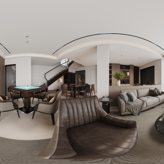 现代客厅餐厅全景