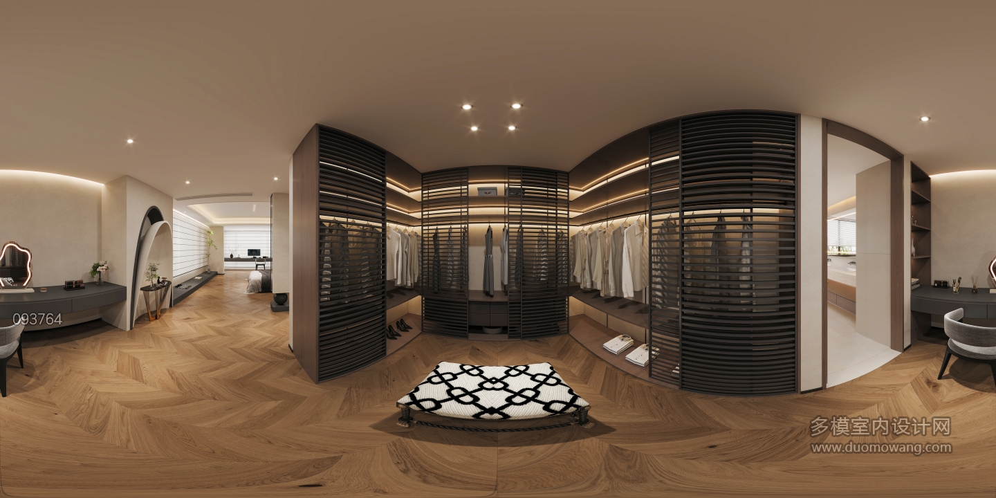二楼主卧衣帽间全景