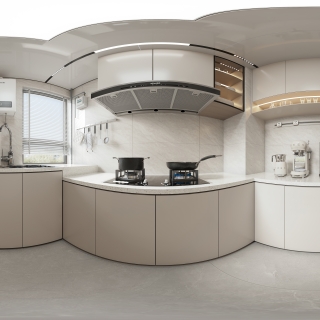 意式极简厨房全景