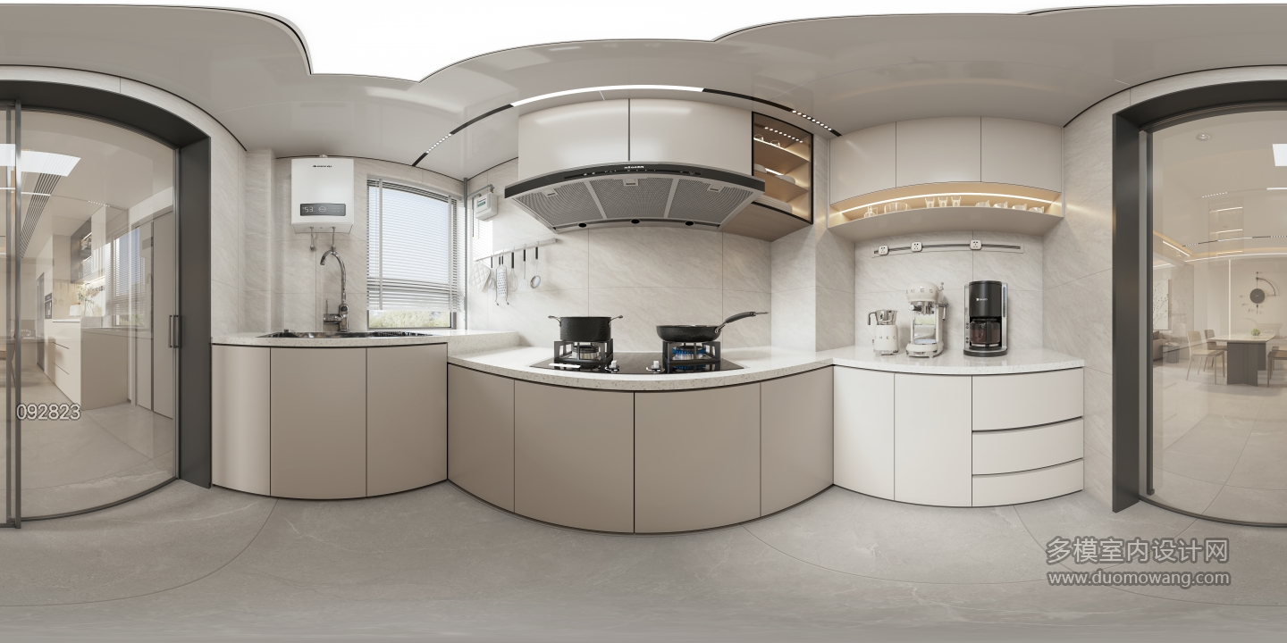 意式极简厨房全景