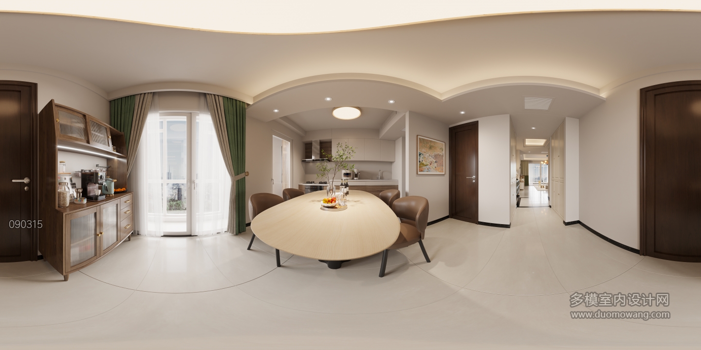 美式一楼厨房全景